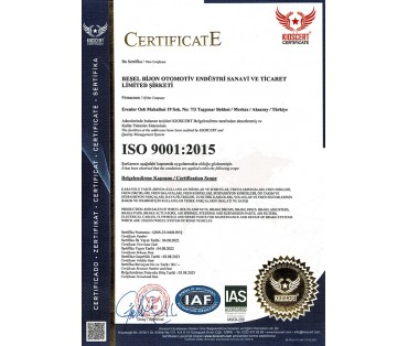 ISO 9001 Kalite Yönetimi belgemizi yeniledik.