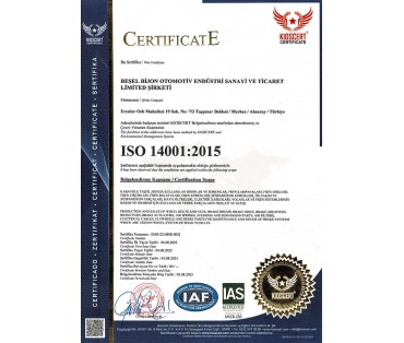 ISO 14001 Çevre Yönetimi belgemizi yeniledik.