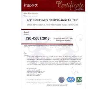 ISO 45001 İş Sağlığı ve Güvenliği belgemizi yeniledik.